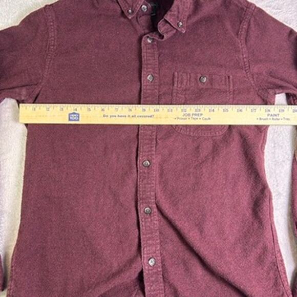 J. Crew Wool Button Down Mens Small Leather Elbow Patches Soft Fall Flannel - Picture 4 of 10